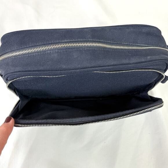 Authentic Prada Amber Homme Toiletry Travel Bag For Men Navy Blue Double Zipper - Picture 8 of 8